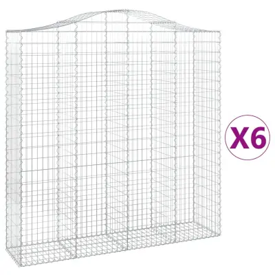 vidaXL Obokane gabion košare 6 kosi 200x50x200/220 cm pocinkano železo