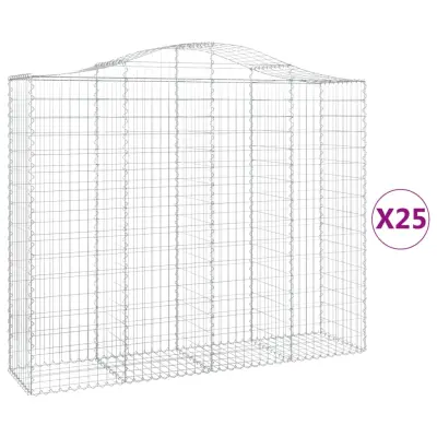 vidaXL Obokane gabion košare 25kosa 200x50x160/180 cm pocinkano železo