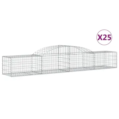 vidaXL Obokane gabion košare 25 kosi 300x50x40/60 cm pocinkano železo