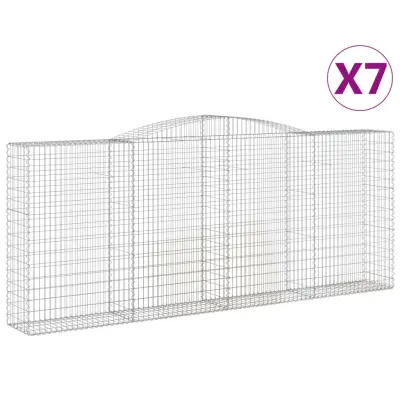 vidaXL Obokana gabionska košara 7 kos 400x50x160/180cm cinkano železo