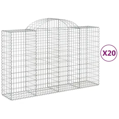 vidaXL Obokane gabion košare 20 kosa 200x50x120/140cm pocinkano železo