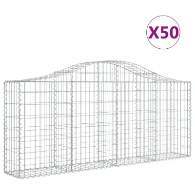 vidaXL Obokane gabion košare 50 kosov 200x30x80/100 cm cinkano železo