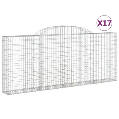 vidaXL Obokana gabionska košara 17 kos 300x30x120/140cm cinkano železo