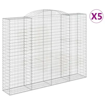 vidaXL Obokane gabion košare 5 kosa 300x50x220/240 cm pocinkano železo