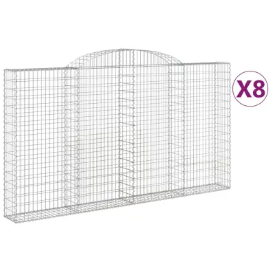 vidaXL Obokane gabion košare 8 kosa 300x30x160/180 cm pocinkano železo