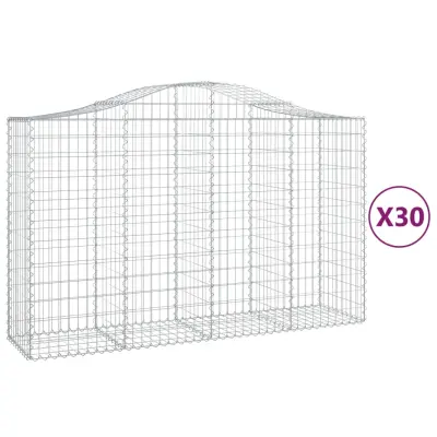 vidaXL Obokane gabion košare 30 kosa 200x50x120/140cm pocinkano železo