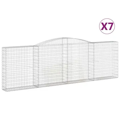 vidaXL Obokane gabion košare 7 kosov 400x30x120/140cm pocinkano železo