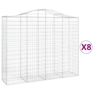 vidaXL Obokane gabion košare 8 kosi 200x50x160/180 cm pocinkano železo