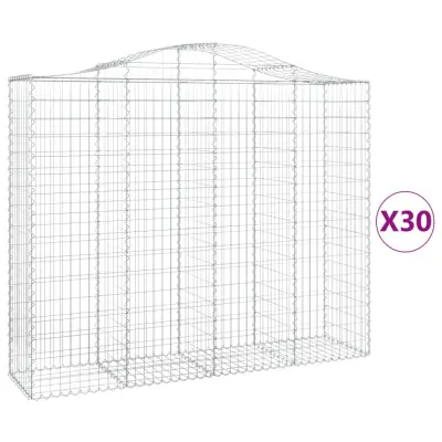 vidaXL Obokane gabion košare 30kosi 200x50x160/180 cm pocinkano železo