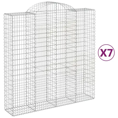 vidaXL Obokane gabion košare 7 kosa 200x50x200/220 cm pocinkano železo