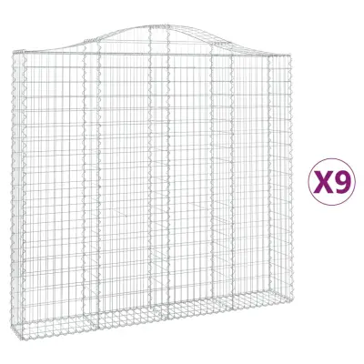 vidaXL Obokane gabion košare 9 kosa 200x30x180/200 cm pocinkano železo