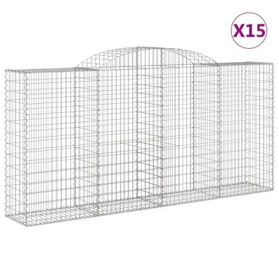 vidaXL Obokane gabion košare 15 kosi 300x50x140/160cm pocinkano železo