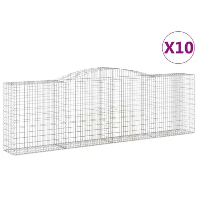 vidaXL Obokane gabion košare 10 kosov 400x50x120/140cm cinkano železo