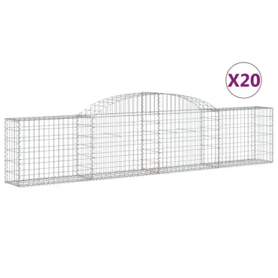 vidaXL Obokana gabionska košara 20kosa 300x30x60/80cm pocinkano železo