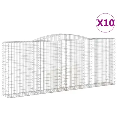 vidaXL Obokane gabion košare 10 kos 400x50x160/180cm pocinkano železo