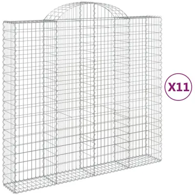 vidaXL Obokane gabion košare 11kosi 200x50x180/200 cm pocinkano železo