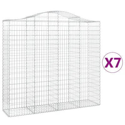 vidaXL Obokane gabion košare 7 kosov 200x50x180/200cm pocinkano železo