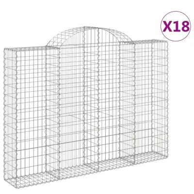 vidaXL Obokane gabion košare 18kosov 200x30x140/160cm pocinkano železo