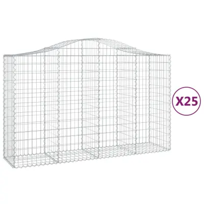 vidaXL Obokane gabion košare 25 kosa 200x50x120/140cm pocinkano železo