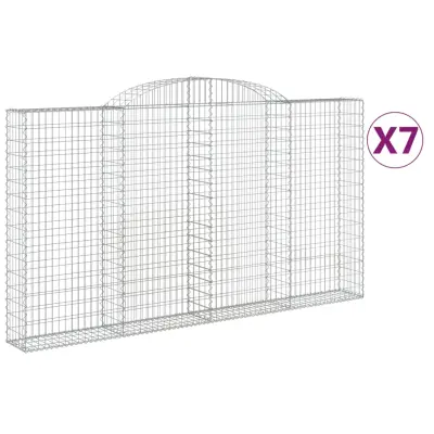 vidaXL Obokane gabion košare 7 kosa 300x30x160/180 cm pocinkano železo