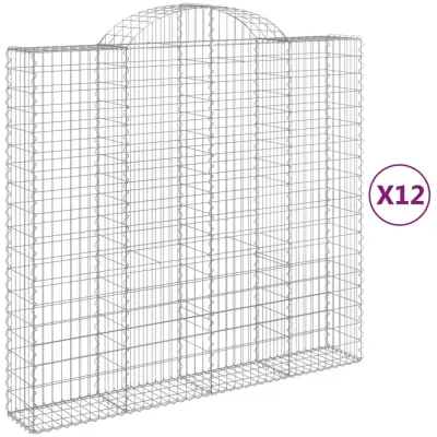 vidaXL Obokane gabion košare 12kosa 200x50x180/200 cm pocinkano železo