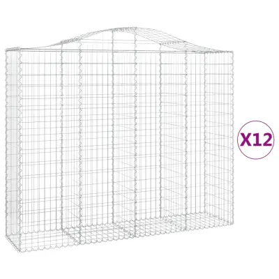 vidaXL Obokane gabion košare 12kosa 200x50x160/180 cm pocinkano železo