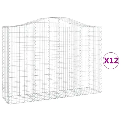 vidaXL Obokane gabion košare 12kosi 200x50x140/160 cm pocinkano železo
