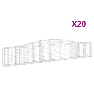 vidaXL Obokana gabionska košara 20kosa 400x30x60/80cm pocinkano železo
