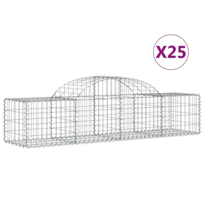 vidaXL Obokane gabion košare 25 kosi 200x50x40/60 cm pocinkano železo