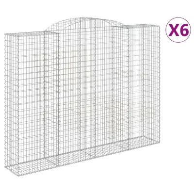 vidaXL Obokane gabion košare 6 kosa 300x50x220/240 cm pocinkano železo