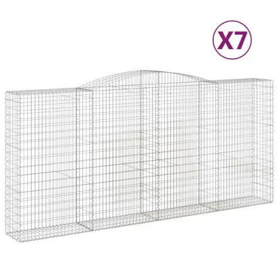 vidaXL Obokane gabion košare 7 kosov 400x50x180/200cm pocinkano železo
