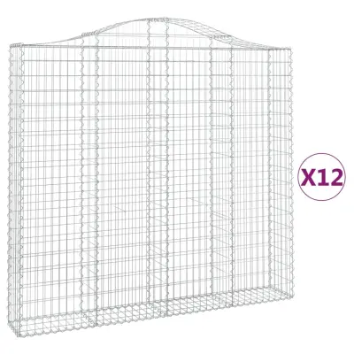 vidaXL Obokane gabion košare 12 kosa 200x30x180/200cm pocinkano železo