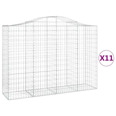 vidaXL Obokane gabion košare 11kosov 200x50x140/160cm pocinkano železo
