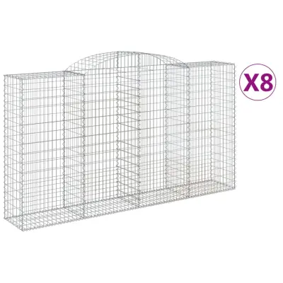 vidaXL Obokane gabion košare 8 kosa 300x50x160/180 cm pocinkano železo