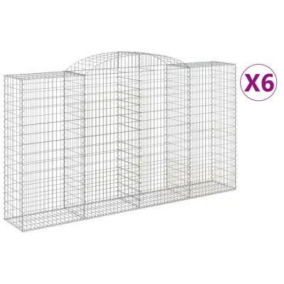 vidaXL Obokane gabion košare 6 kosov 300x50x160/180cm pocinkano železo