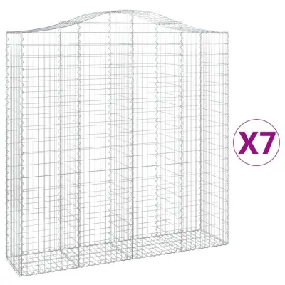 vidaXL Obokane gabion košare 7 kosa 200x50x200/220 cm pocinkano železo