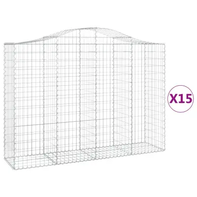 vidaXL Obokane gabion košare 15kosi 200x50x140/160 cm pocinkano železo