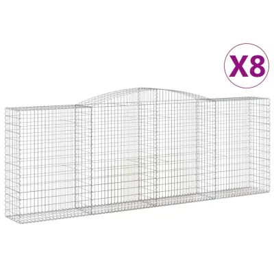 vidaXL Obokane gabion košare 8 kosov 400x50x140/160cm pocinkano železo