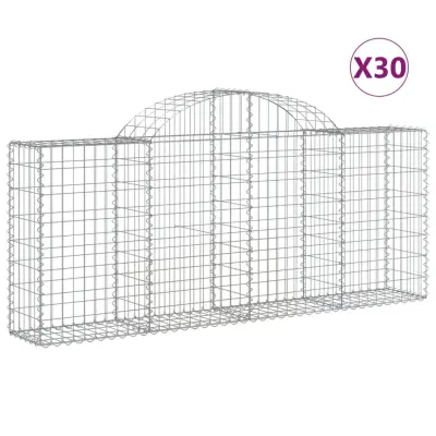 vidaXL Obokane gabion košare 30 kosov 200x30x80/100 cm cinkano železo
