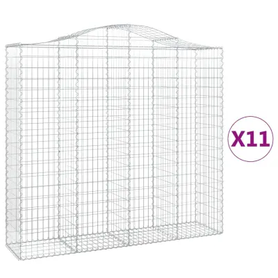 vidaXL Obokane gabion košare 11kosi 200x50x180/200 cm pocinkano železo