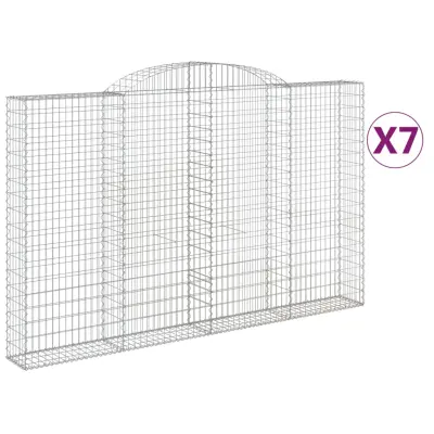 vidaXL Obokane gabion košare 7 kosov 300x30x180/200cm pocinkano železo