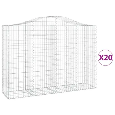 vidaXL Obokane gabion košare 20 kosi 200x50x140/160cm pocinkano železo