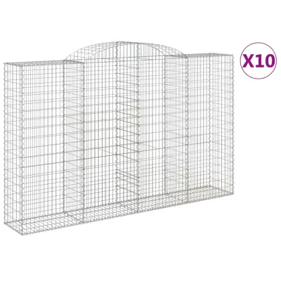 vidaXL Obokana gabionska košara 10kosi 300x50x180/200cm cinkano železo
