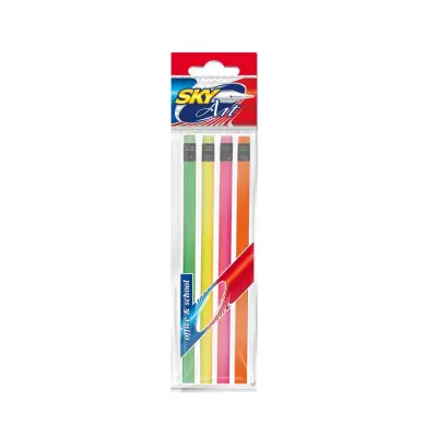 Set 4 HB svinčnikov NEON barve z radirko