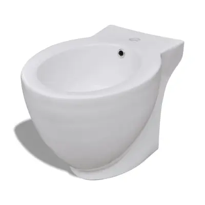 vidaXL Okrogli beli stoječi bide iz kvalitetne keramike