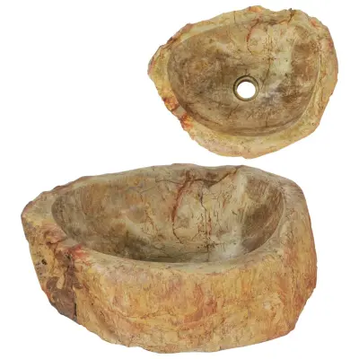 vidaXL Umivalnik 45x35x15 cm fosilni kamen krem