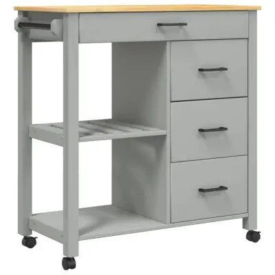 vidaXL Kuhinjski voziček MONZA 84x40x90 cm trdna borovina