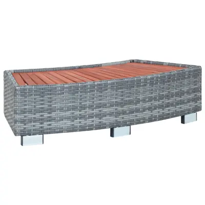 vidaXL Stopnica za masažni bazen siv poli ratan 92x45x25 cm