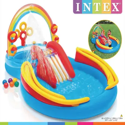 Intex Napihljiv bazen Rainbow Ring Play Center 297x193x135 cm 57453NP