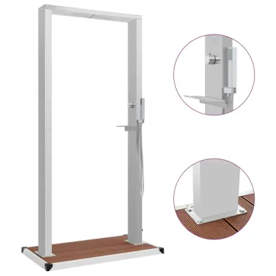 vidaXL Zunanji tuš s podstavkom WPC nerjaveče jeklo